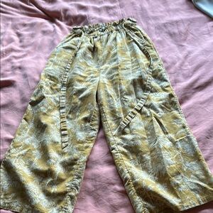 Yellow Patterned Wide-Leg Pants